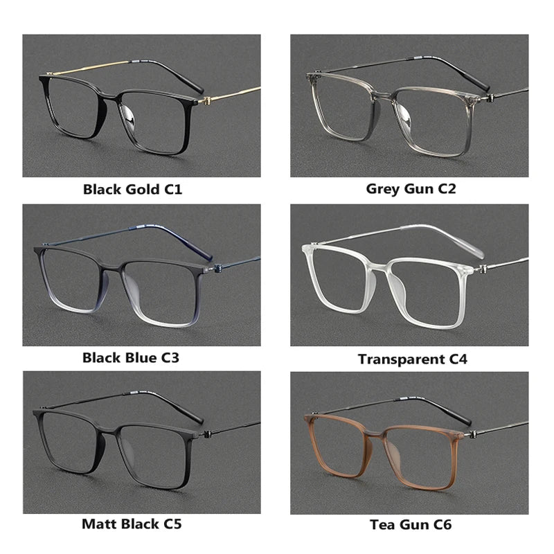 Oveliness Unisex Full Rim Square Acetate Titanium Eyeglasses 8674 Full Rim Oveliness   