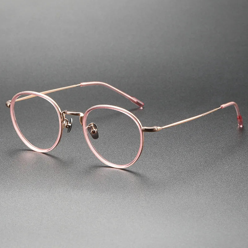 Aimee Men's Full Rim Oval Acetate Titanium Eyeglasses 8507 Full Rim Aimee Rose-Golden  