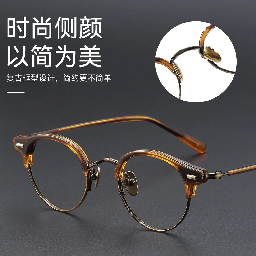 Bclear Unisex Full Rim Round Titanium Eyeglasses SM-V8264