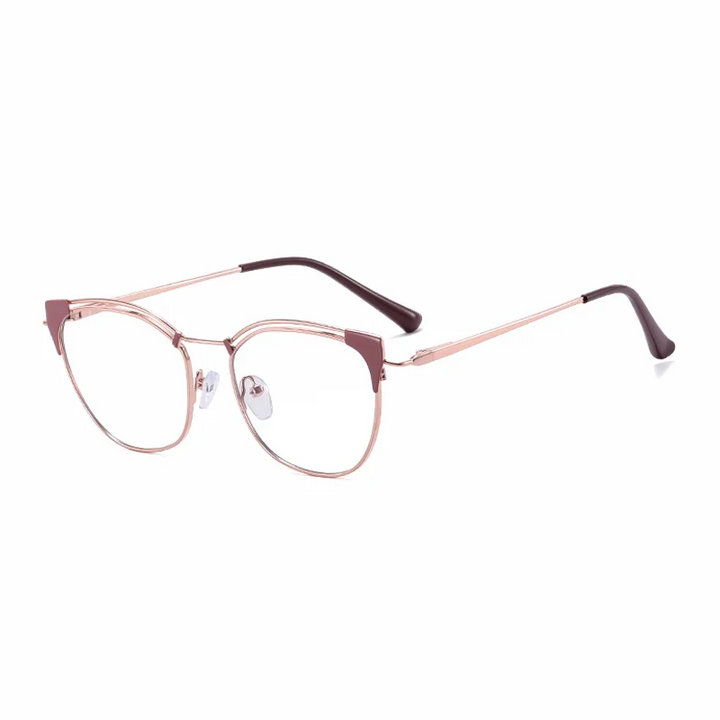 Ralferty Women's Full Rim Round Cat Eye Alloy Eyeglasses 95537 Full Rim Ralferty C1 Cameo  