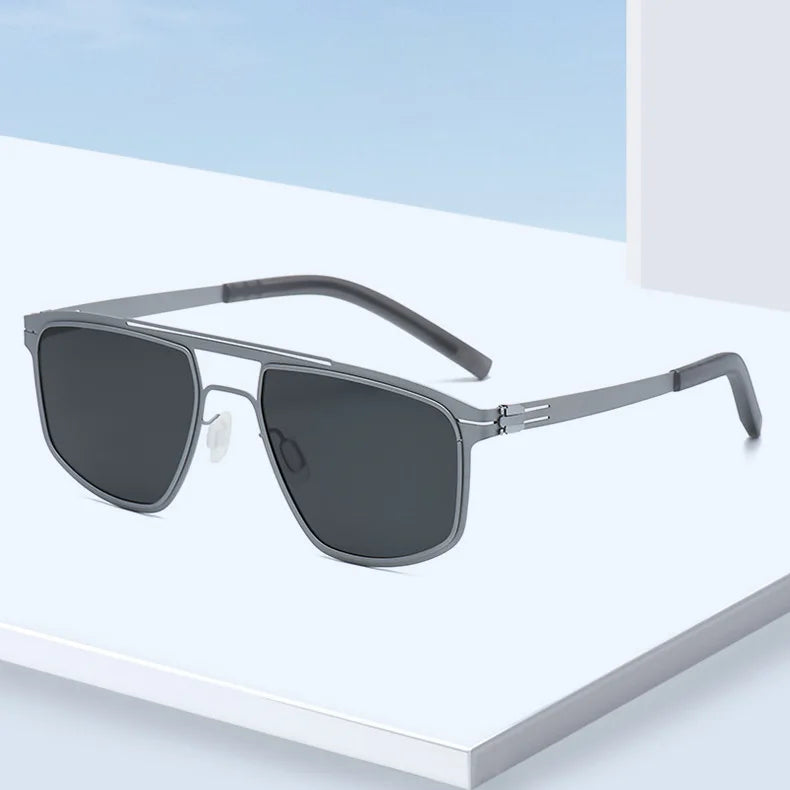 Black Mask Unisex Full Rim Oval Double Bridge Steel Sunglasses 396108