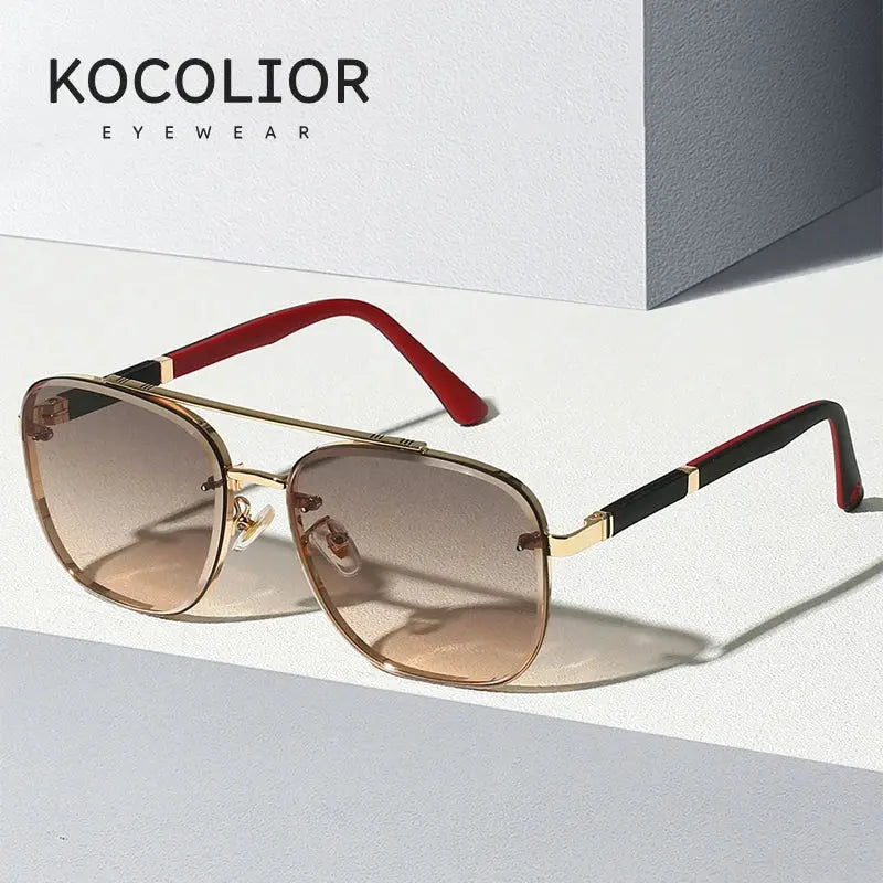 Kocolior 223290 Unisex Full Rim Square Double Bridge Steel Sunglasses FuzWeb
