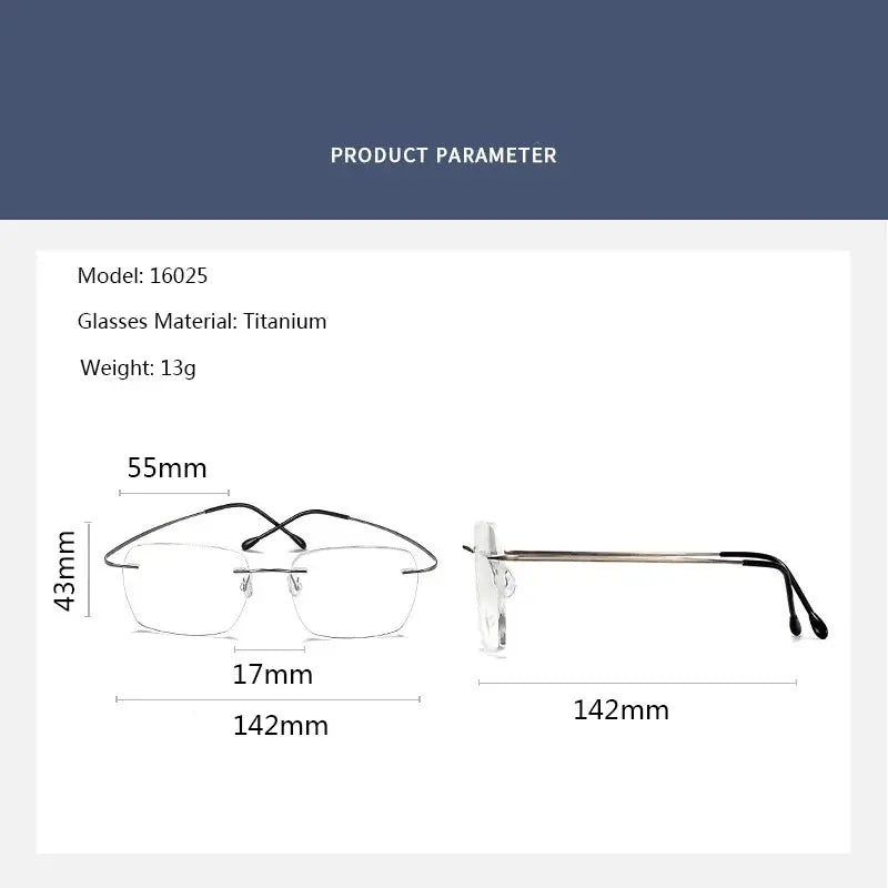 Hdcrafter Unisex Rimless Square Titanium Frames 160250 FuzWeb