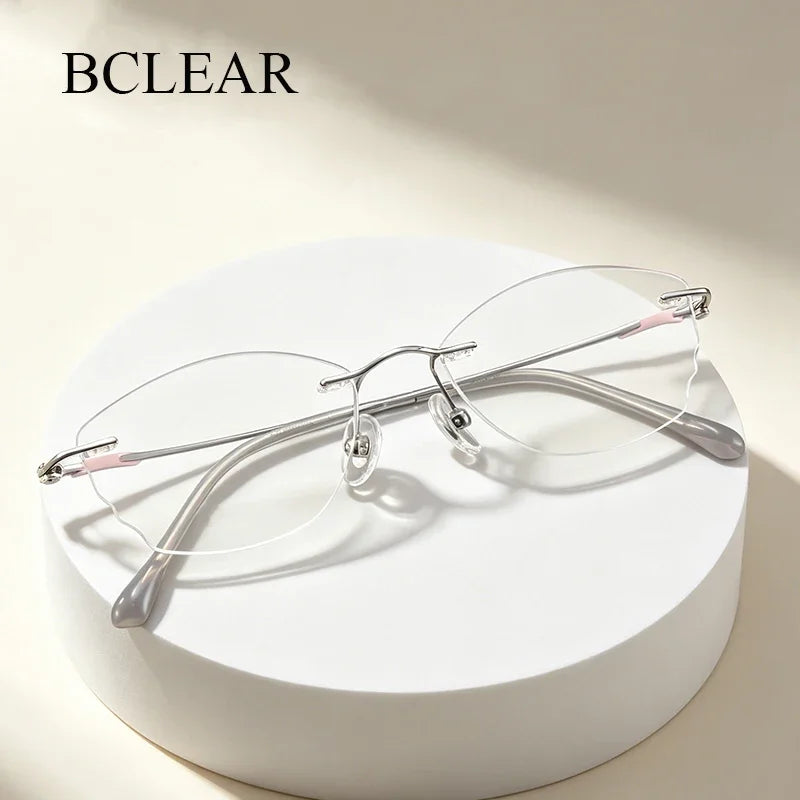 Bclear Women Rimless Butterfly Titanium Eyeglasses MY-6052