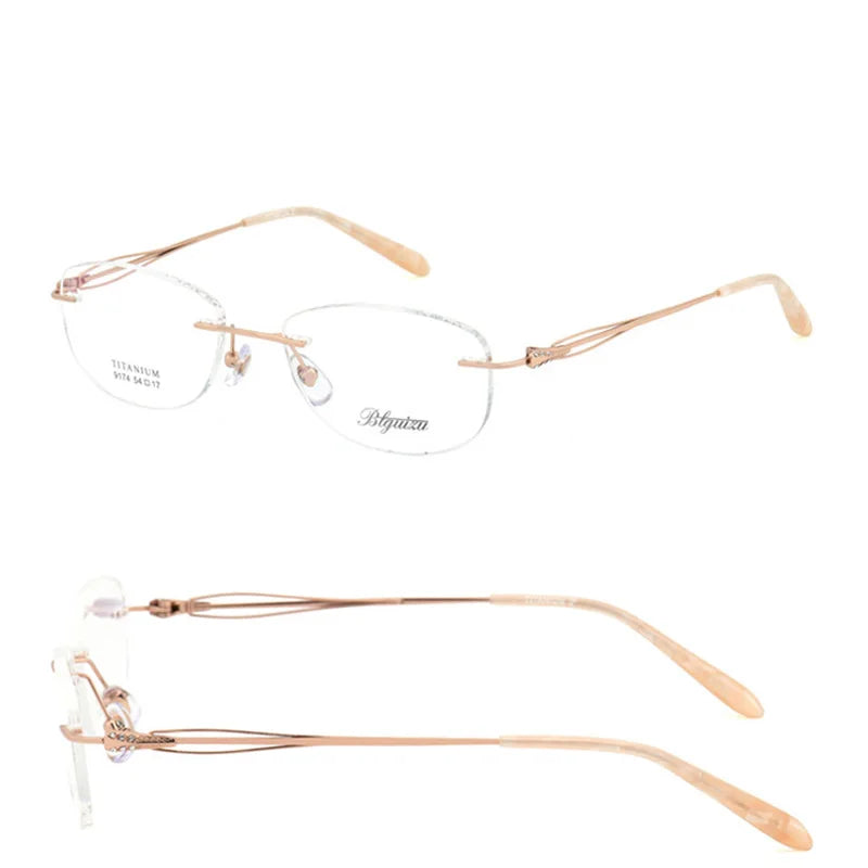 Reven Jate Women's Rimless Square Titanium Eyeglasses 91744
