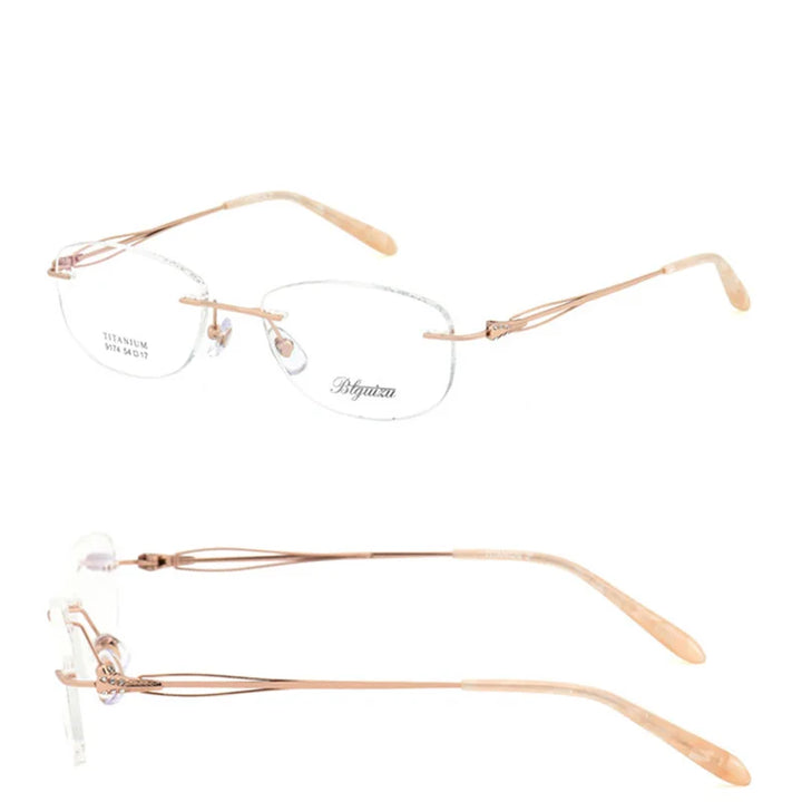 Reven Jate Women's Rimless Square Titanium Eyeglasses 91744
