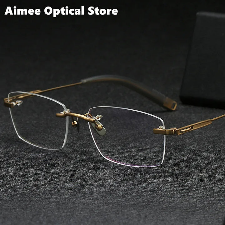 Aimee Unisex Rimless Square Titanium Eyeglasses 80817