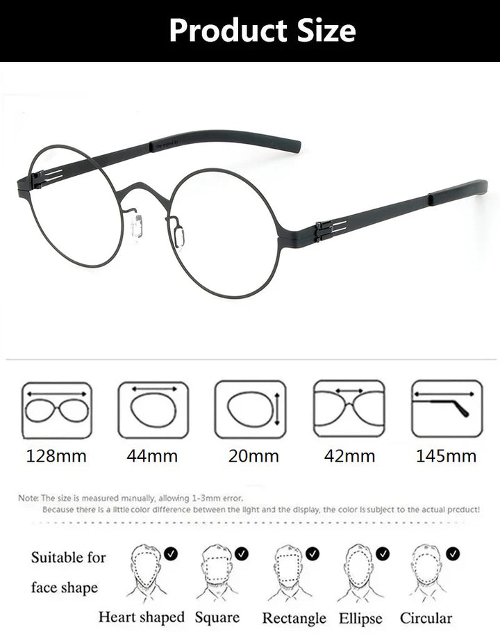 Aimee Women's Full Rim Round Screwless Steel Eyeglasses 42128