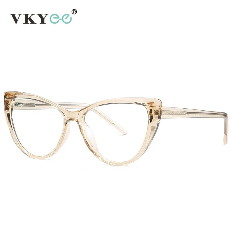 Vicky Women's Full Rim Cat Eye Tr 90 Titanium Eyeglasses 2003 Full Rim Vicky CHINA -50 PFD2003-Champagne