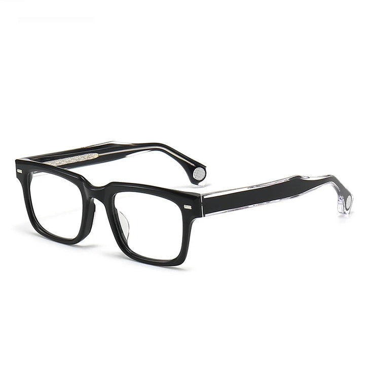 Black Mask Unisex Full Rim Square Brow Line Acetate Eyeglasses 22146 Full Rim Black Mask Black  