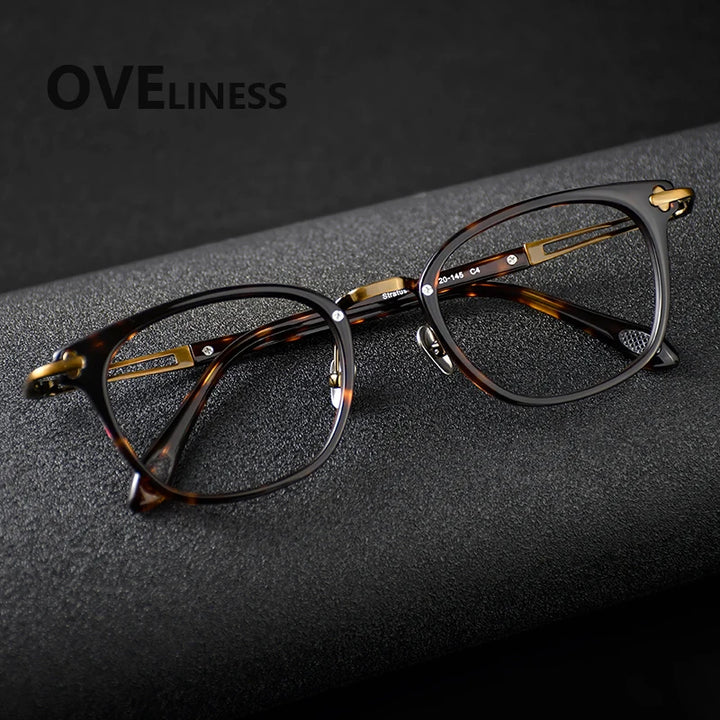 Oveliness Unisex Full Rim Oval Square Titanium Acetate Eyeglasses 369143