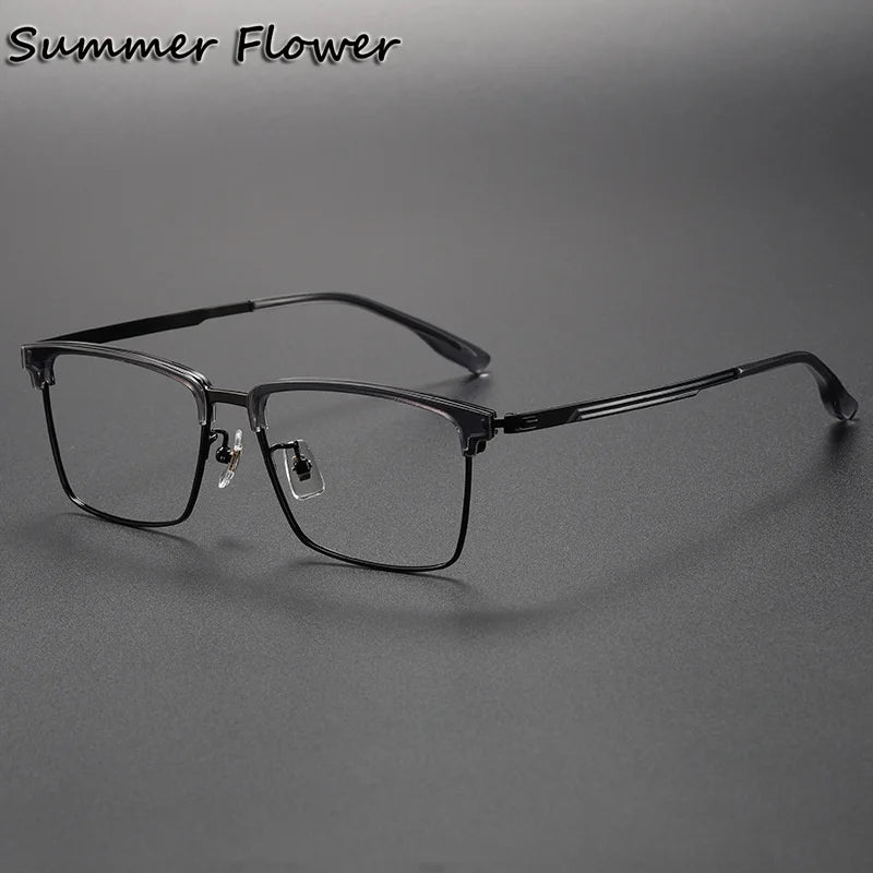 Summer Flower Unisex Full Rim Square Acetate Titanium Eyeglasses 63060