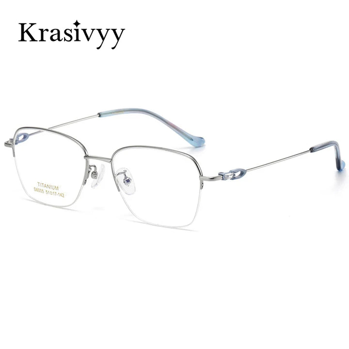 Krasivyy Women's Semi Rim Square Titanium Eyeglasses 6005 Semi Rim Krasivyy   