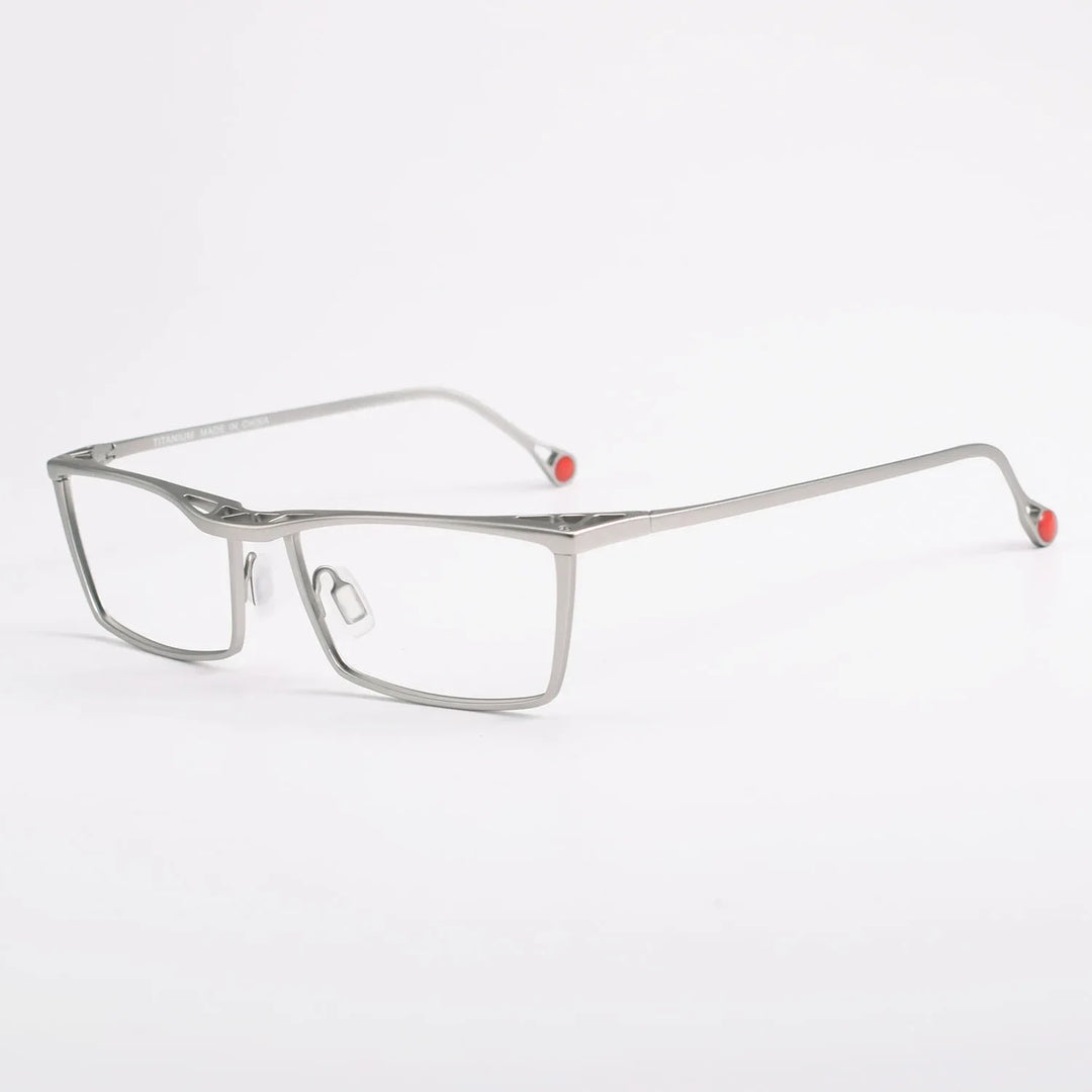 Aror Unisex Full Rim Square Brow Line Titanium Eyeglasses 18212 Full Rim Aror Silver