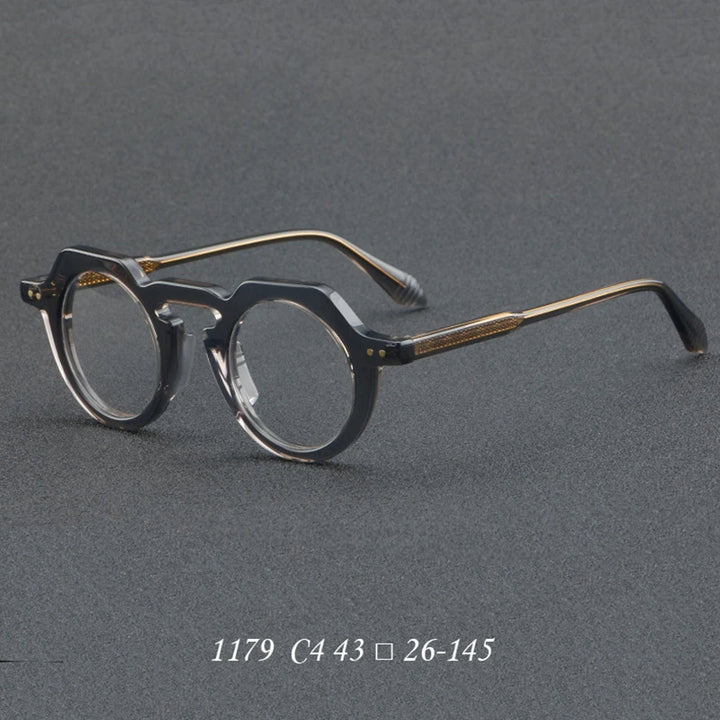 Nobler Unisex Full Rim Flat Top Round Acetate Eyeglasses 1179 Full Rim Nobler C4  