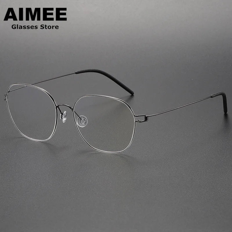 Aimee Unisex Full Rim Oval Square Screwless Titanium Eyeglasses 5417 Full Rim Aimee   