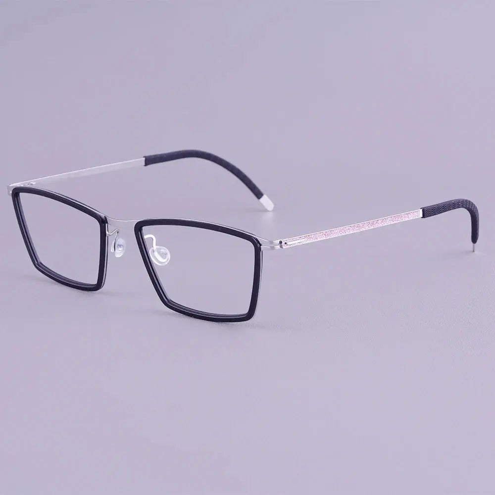 Bobbie 460391 Unisex Acetate Screwless Full Rim Square Titanium Frames FuzWeb