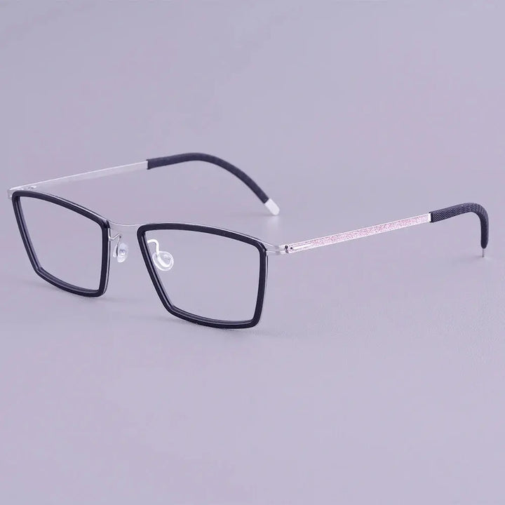 Bobbie 460391 Unisex Acetate Screwless Full Rim Square Titanium Frames FuzWeb