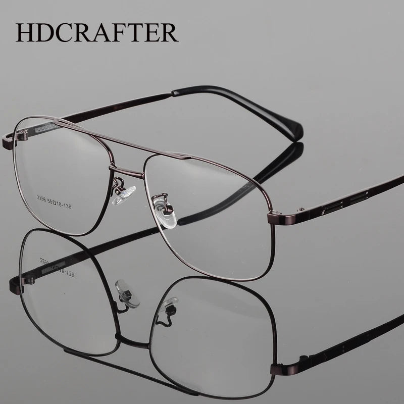 Hdcrafter Men's Full Rim Square Double Bridge Titanium Eyeglasses 72256