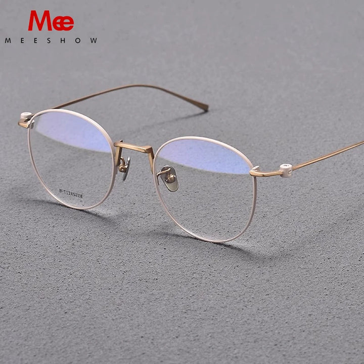 Meeshow Women's Full Rim Round Oval Titanium Eyeglasses 98871