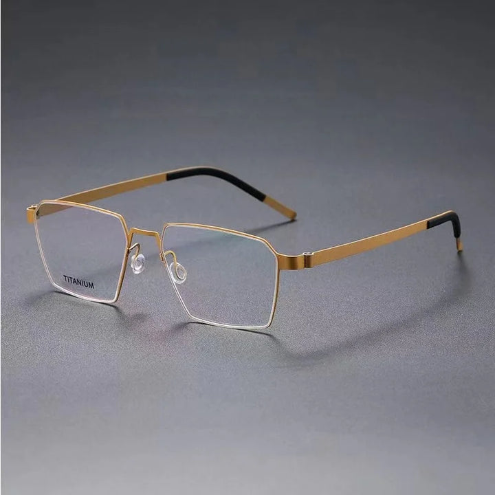 Aimee Unisex Full Rim Polygon Screwless Titanium Eyeglasses 9628 Full Rim Aimee Golden  