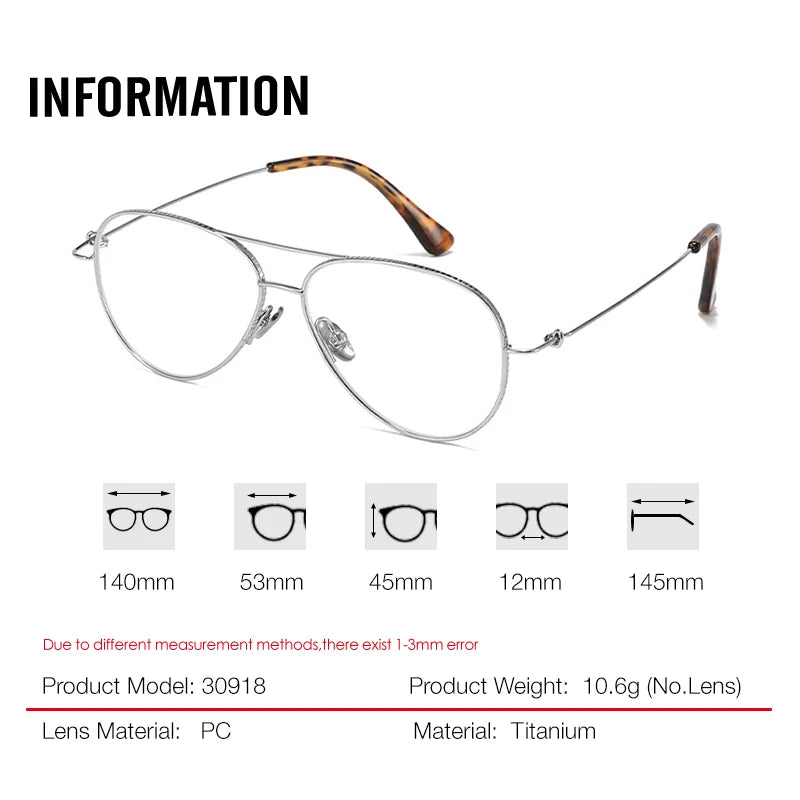 Aror Unisex Full Rim Oval Double Bridge Titanium Eyeglasses 30918