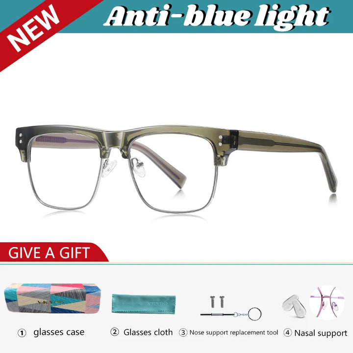 Vicky Men's Full Rim Square Tr 90 Titanium Reading Glasses 82203