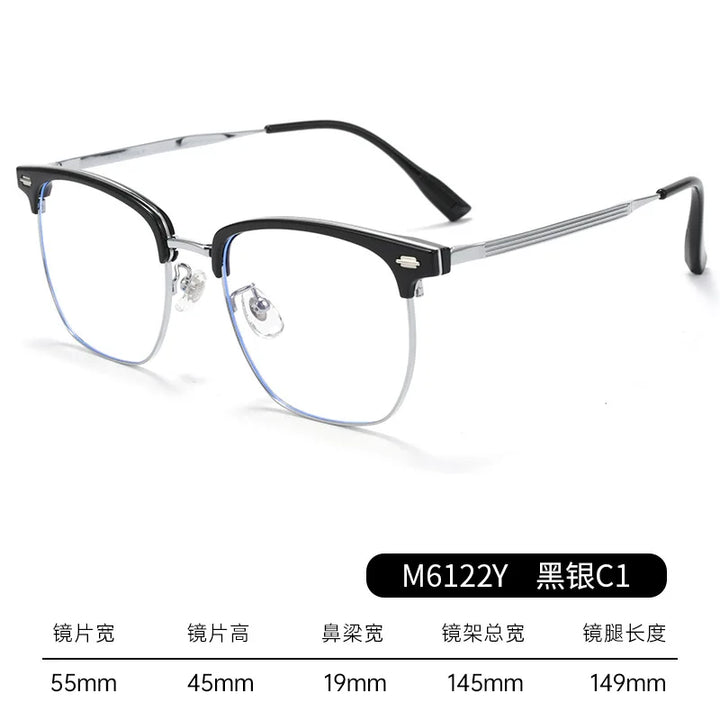 Bclear Unisex Full Rim Square Titanium Tr 90 Eyeglasses 886122