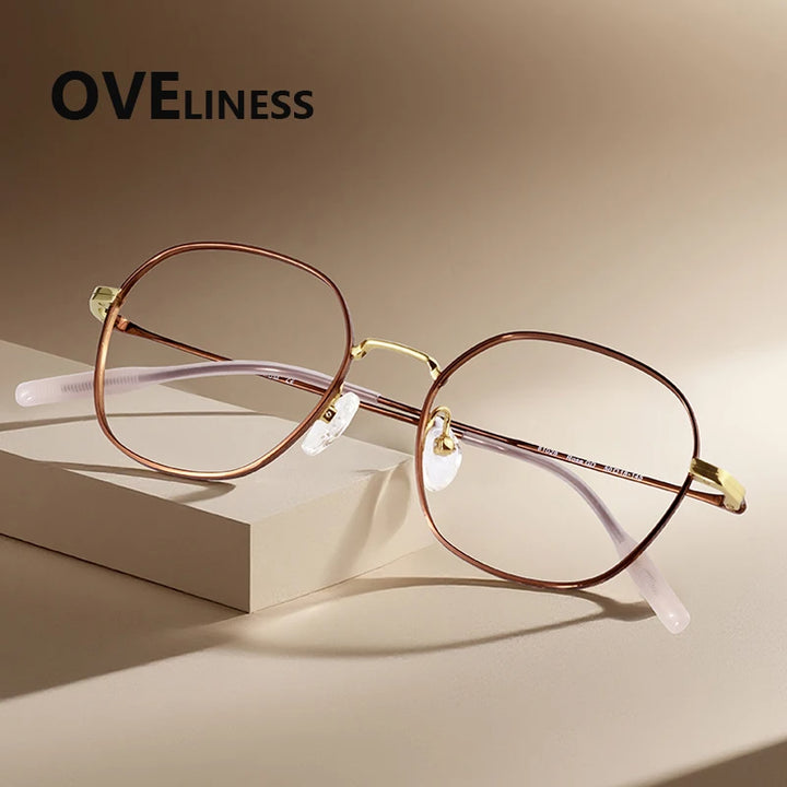Oveliness Women's Full Rim Polygon Square Titanium Eyeglasses 381028