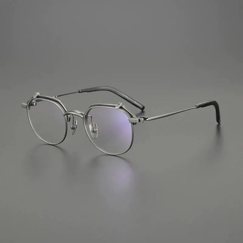 Gatenac Unisex Full Rim Oval Titanium Acetate Flip Up Eyeglasses 629400 FuzWeb