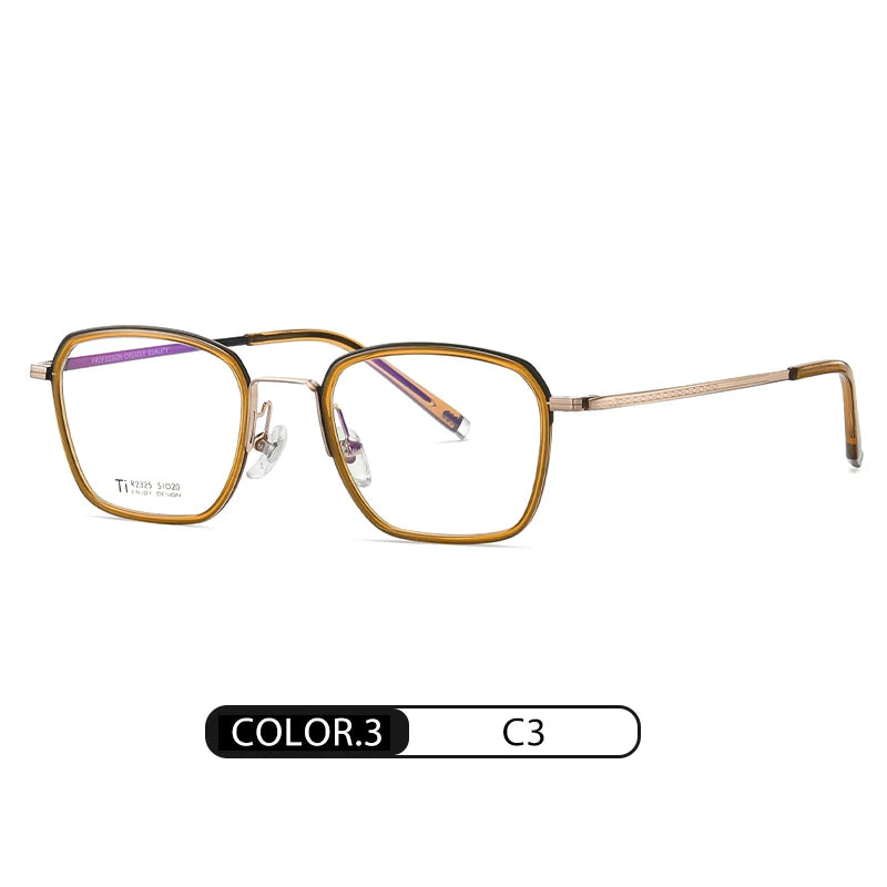 Reven Jate Unisex Full Rim Polygon Square Titanium Eyeglasses 72325