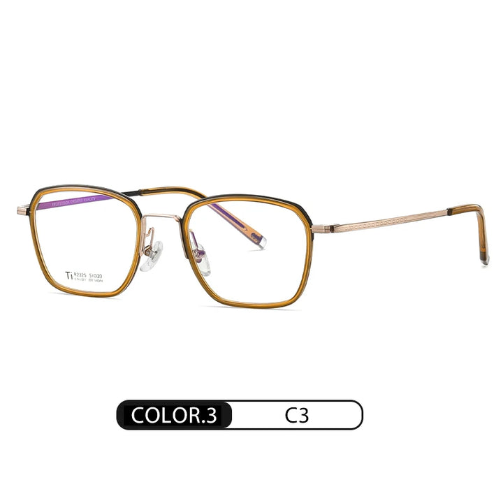 Reven Jate Unisex Full Rim Polygon Square Titanium Eyeglasses 72325