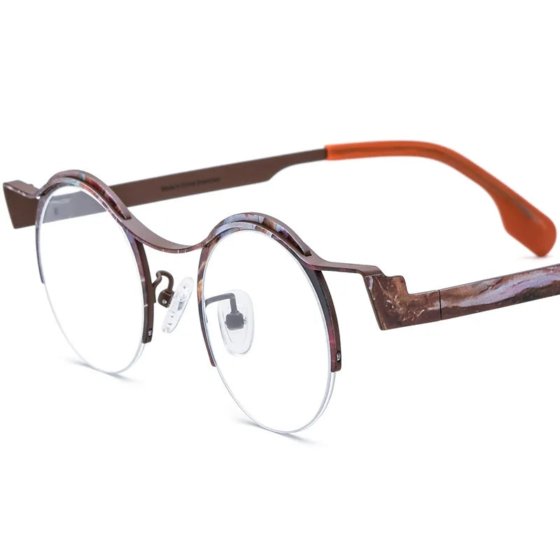 Nobler Women's Semi Rim Oval Round Titanium Eyeglasses 185837