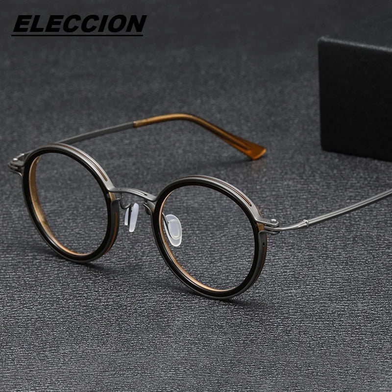 Eleccion Women's Full Rim Round Titanium Acetate Eyeglasses 5860