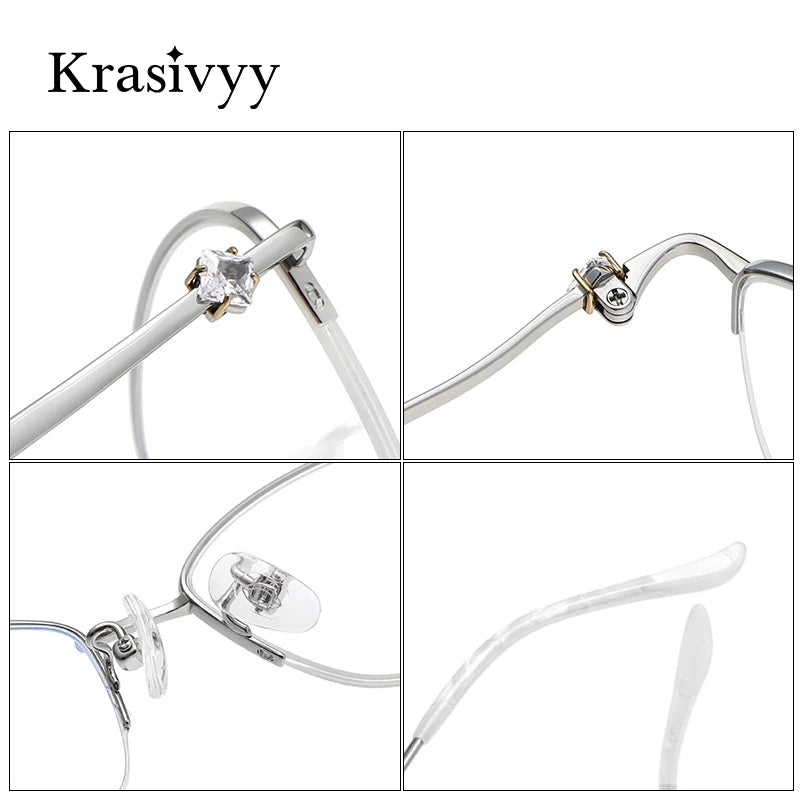 Krasivyy Women's Semi Rim Oval Square Titanium Eyeglasses 6017 Semi Rim Krasivyy   