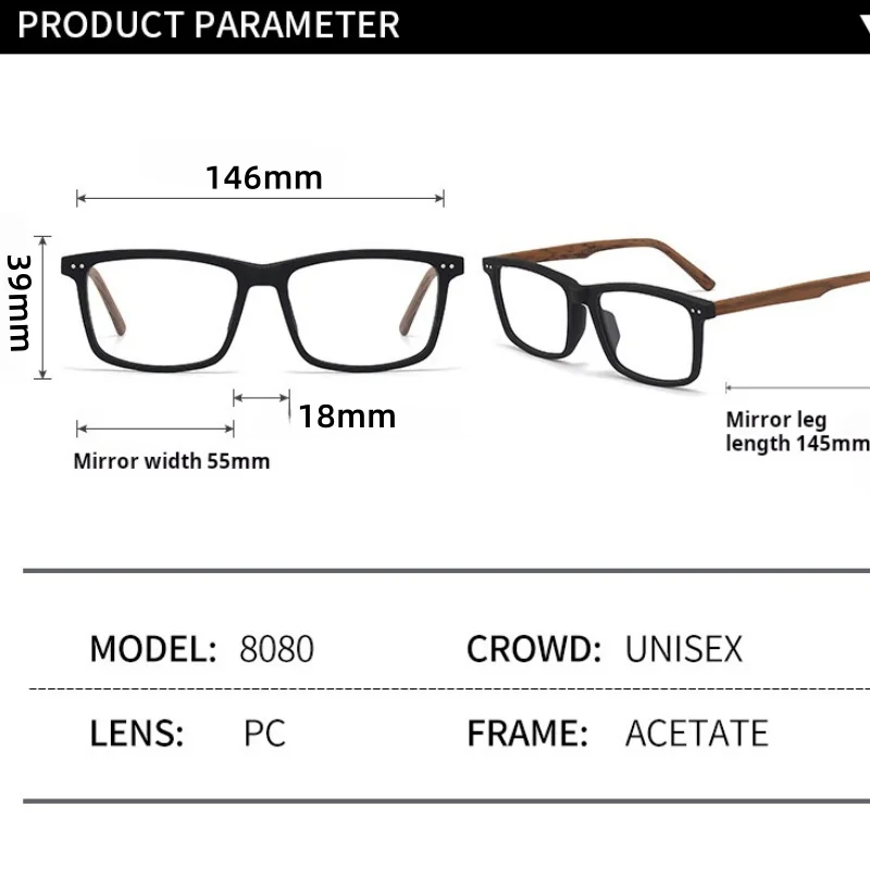Momoja Unisex Full Rim Square Acetate Titanium Eyeglasses 78080