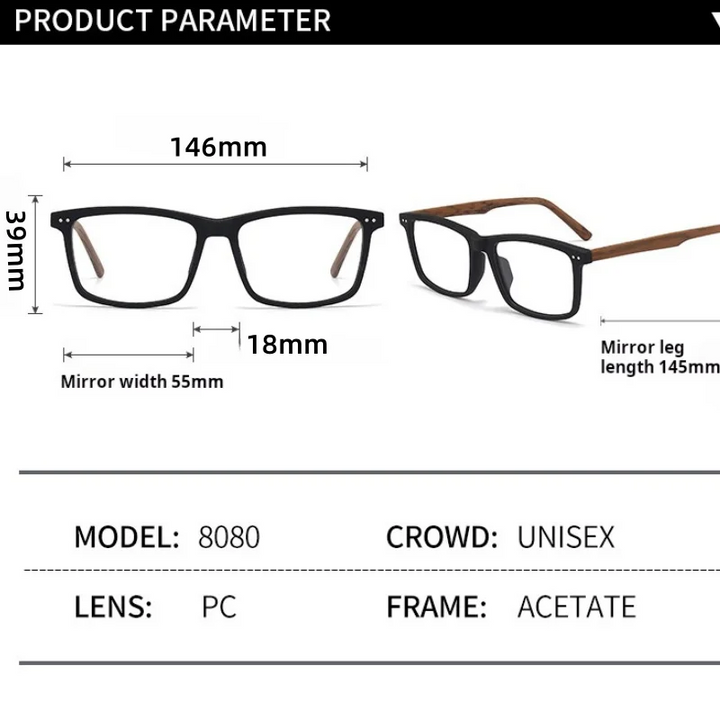 Momoja Unisex Full Rim Square Acetate Titanium Eyeglasses 78080