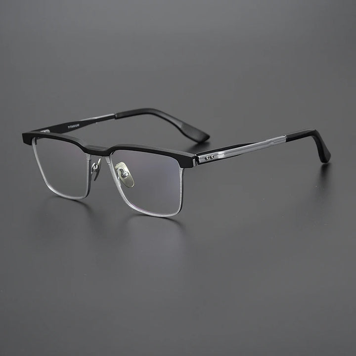 Black Mask Unisex Full Rim Square Titanium Eyeglasses D137b Full Rim Black Mask Black-Silver  