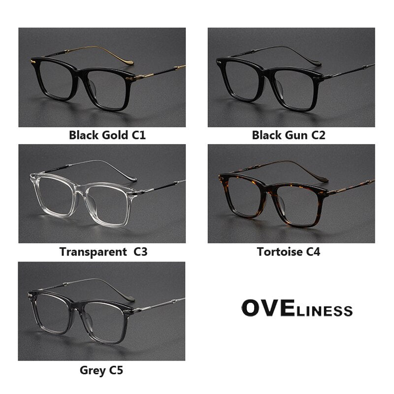 Oveliness Unisex Full Rim Square Acetate Titanium Eyeglasses M2049 Full Rim Oveliness   