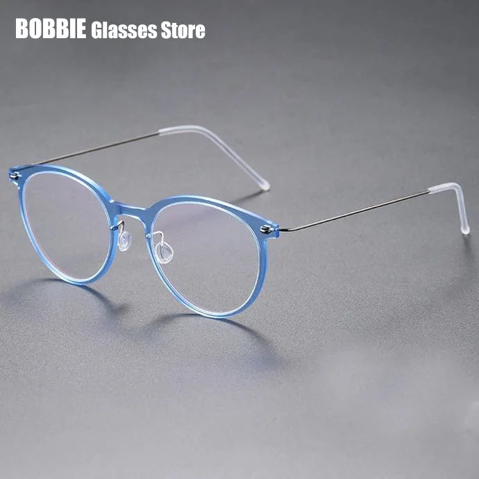 Bobbie Women's Full Rim Round Acetate Titanium Eyeglasses 696537