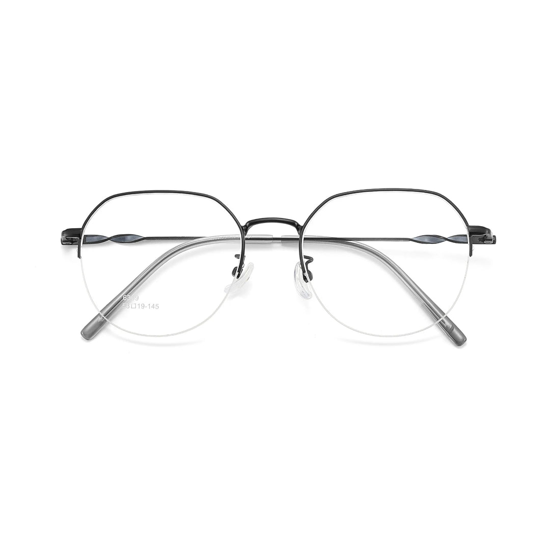 Yimaruili Unisex Semi Rim Flat Top Polygon Alloy Eyeglasses 636389