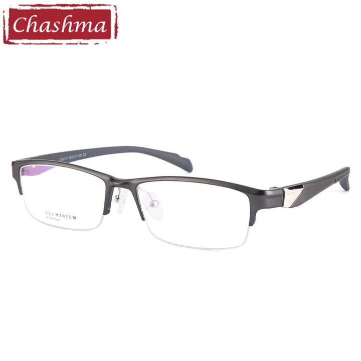 Chashma Men's Semi Rim Wide Square Alloy Eyeglasses 6177 Semi Rim Chashma Gray  