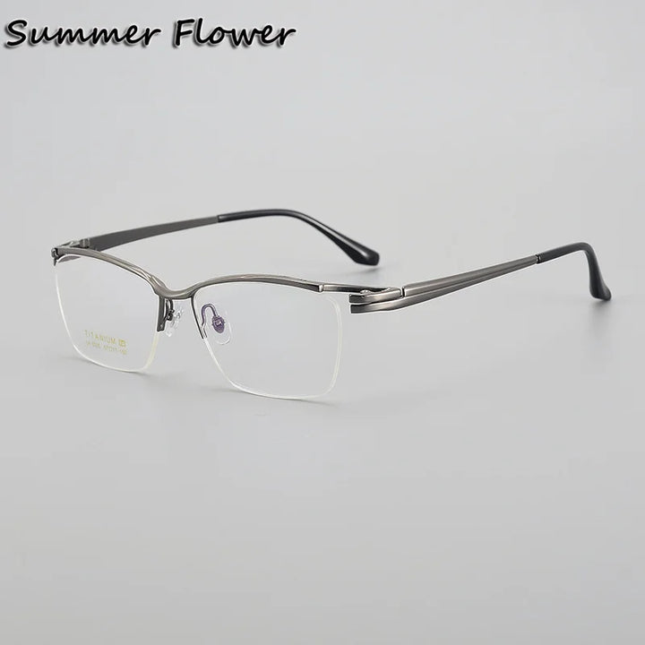 Summer Flower Men's Semi Rim Brow Line Titanium Eyeglasses 62058