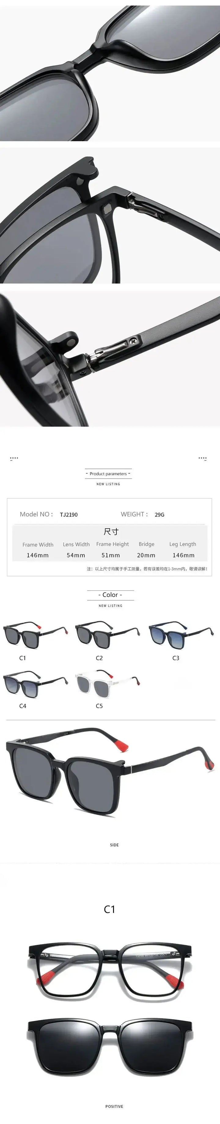 Handoer Mens Full Rim Square Acetate Frames With Clip On Sunglasses 219000 — view 2 | Handoer at FuzWeb