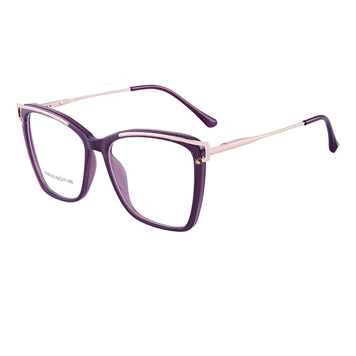 CCSpace Women's Full Rim Square Tr 90 Titanium Eyeglasses 56794 Full Rim CCspace C3Purple  