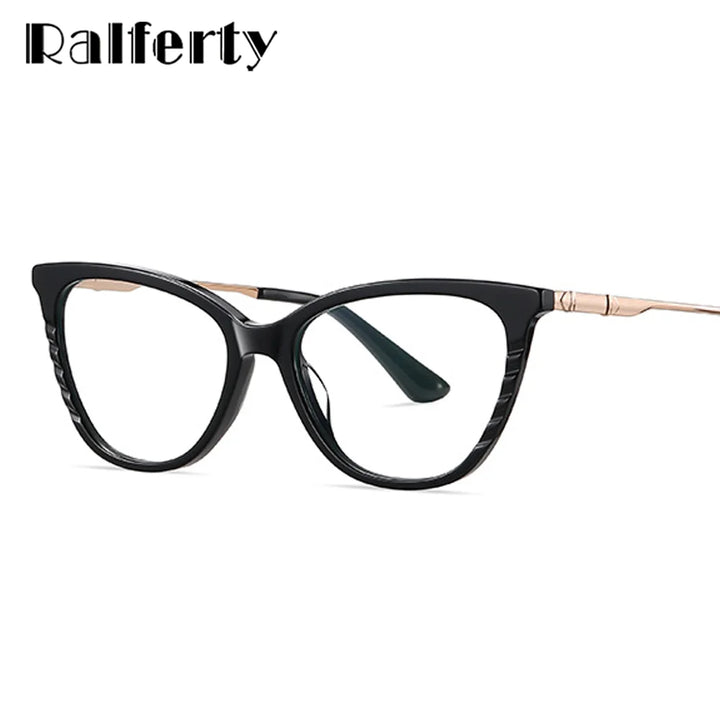 Ralferty Women's Full Rim Square Cat Eye Acetate Alloy Eyeglasses R921 Full Rim Ralferty   