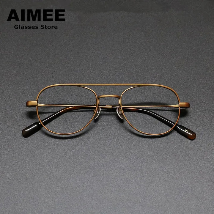 Aimee Unisex Full Rim Oval Double Bridge Titanium Eyeglasses 8040 Full Rim Aimee   