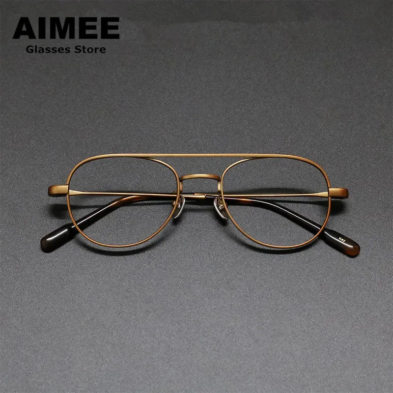 Aimee Unisex Full Rim Oval Double Bridge Titanium Eyeglasses 8040 Full Rim Aimee   