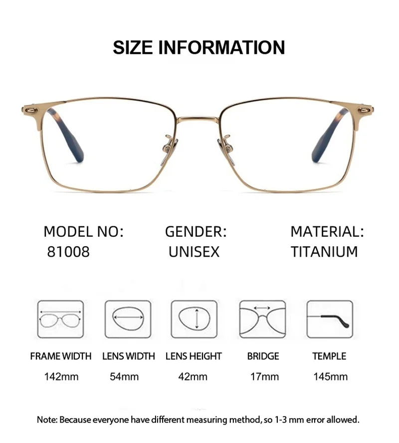 Summer Flower Men's Full Rim Square Brow Line Titanium Eyeglasses 62539