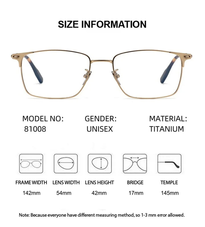 Summer Flower Men's Full Rim Square Brow Line Titanium Eyeglasses 62539